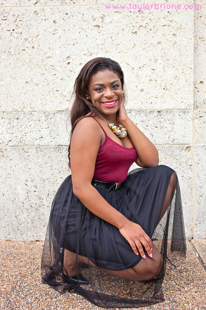 black tulle skirt worn by Taylor Brione